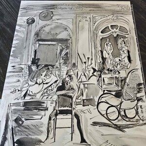 picasso's studio watercolor painting wall art handpainted original not a print